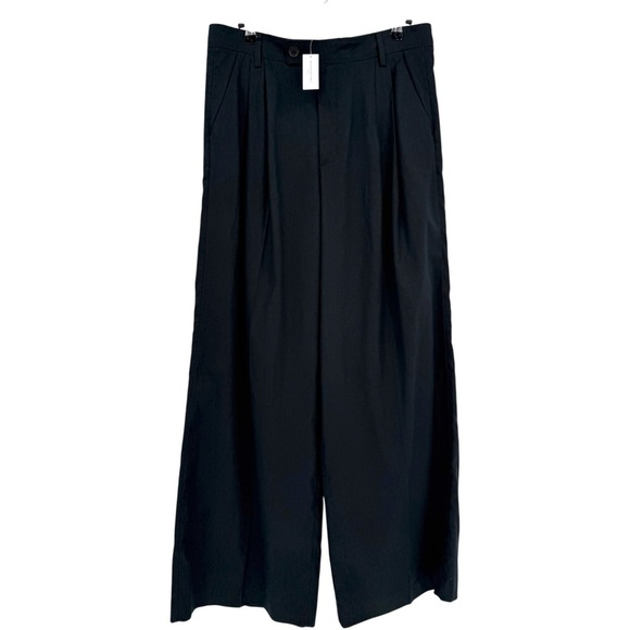 Banana Republic Linen-Blend Wide Leg Pleated Trouser in Black Size 12 - Picture 2 of 11